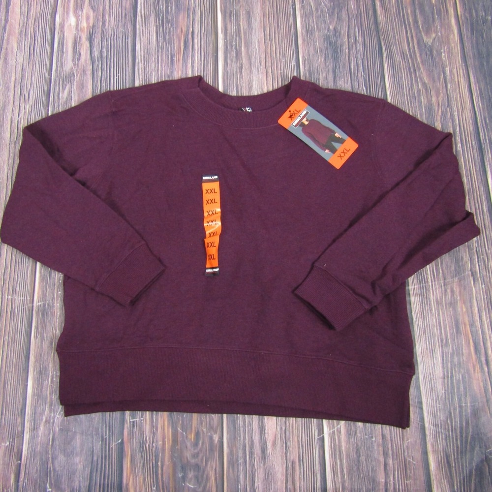 Kirkland Signature NEW NWT Womens 2XL Maroon Red Fleece Crewneck Sweatshirt Cozy